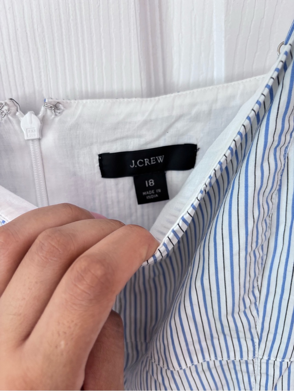 J.Crew Striped Button-Up Cotton Poplin Maxi Dress Blue White Size 18 BG495 - Picture 5 of 9